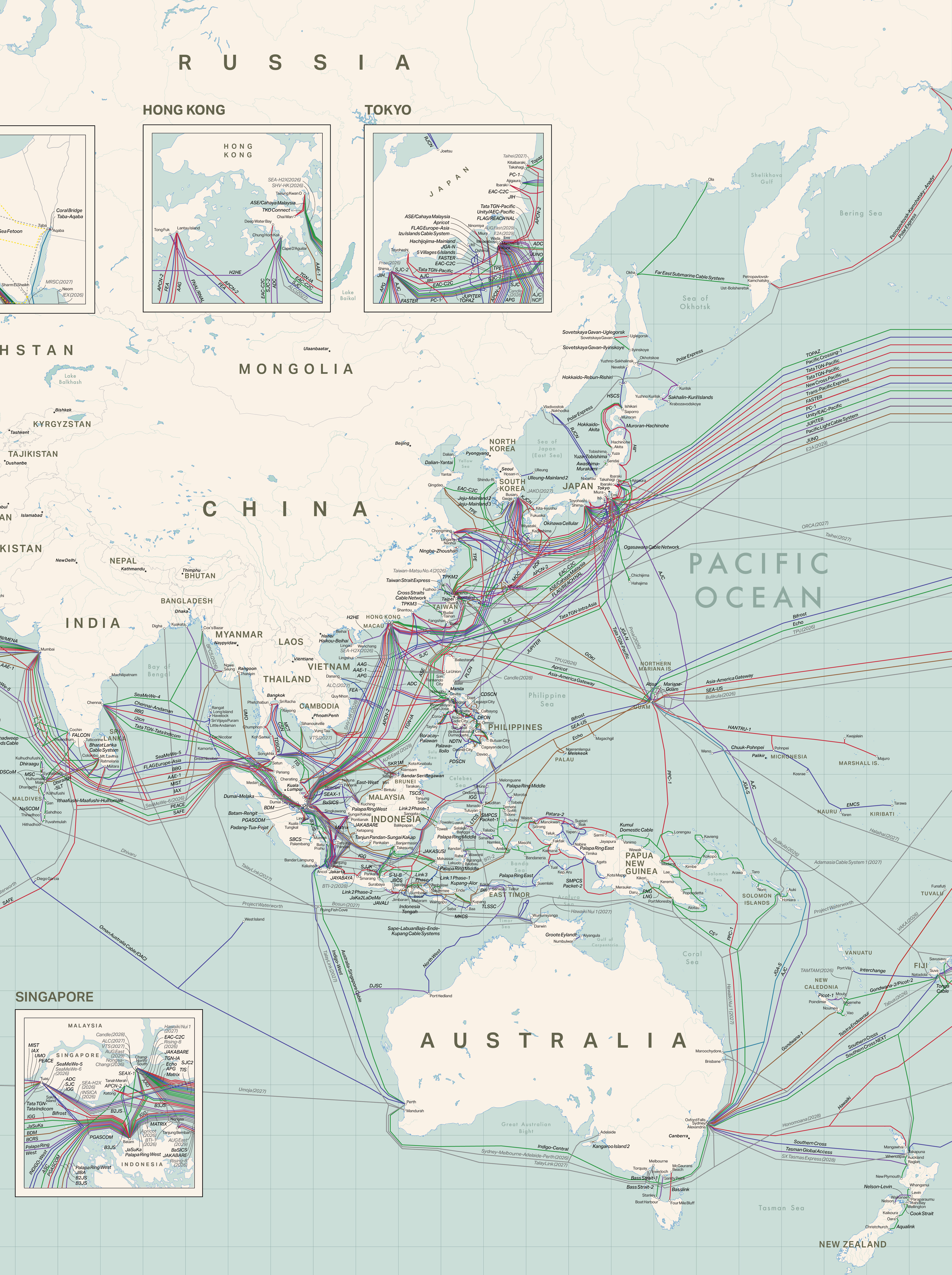 TeleGeography S 2026 Submarine Cable Map Submarine Cable Map 2026 AsiaPacific 